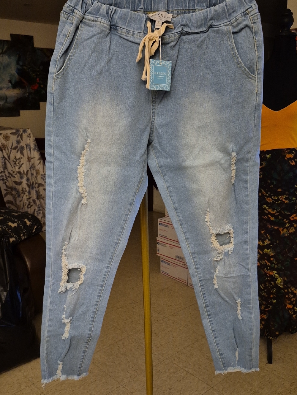 Light Blue Distressed Women's Skinny Leg Jeans